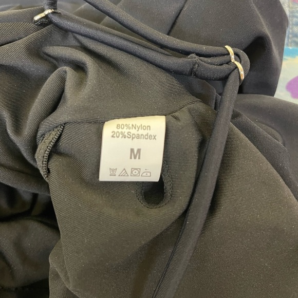 Black One Piece Cross Back Tie Waist Swimsuit Size Medium - Picture 5 of 5